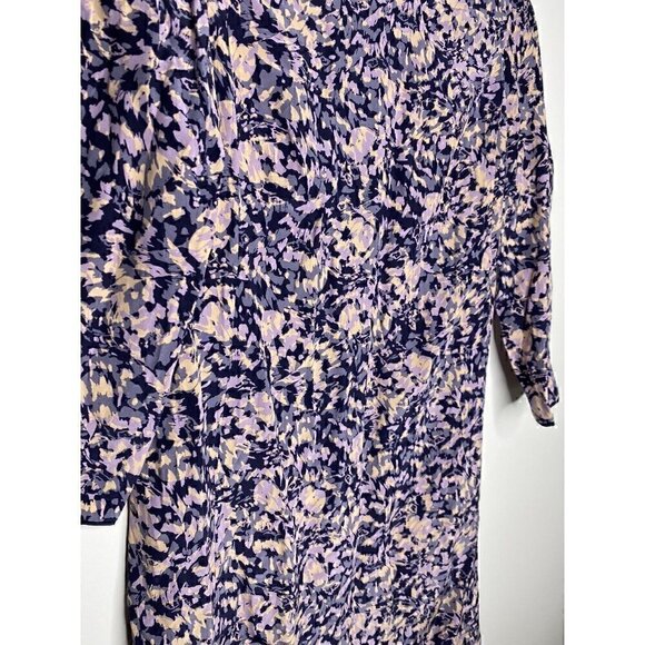 Club Monaco Dress Size 00 Women's Long Sleeve Floral 100% Silk Midi Multicolor - Picture 3 of 5